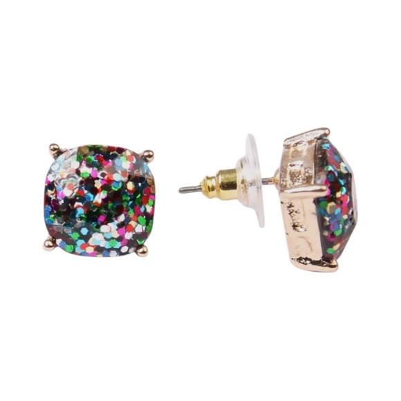 Multicolor Glitter Stud Earrings-NWT - Picture 2 of 4